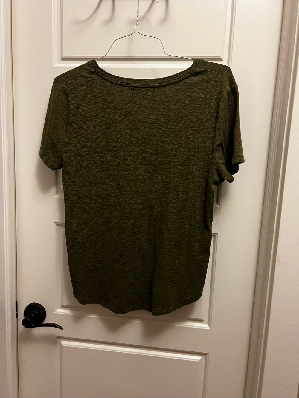 Marled Olive Green V-Neck Pocket Tee - Picture 3 of 3